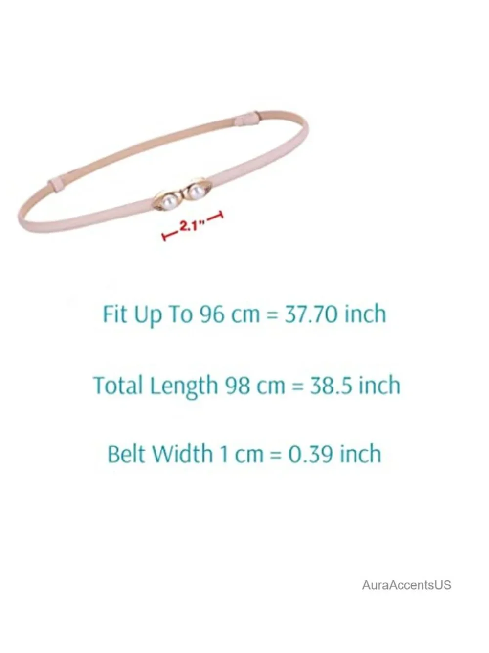 Adjustable Skinny Genuine Leather Belt with Pearl Shaped Buckle